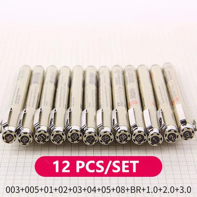 Juego de rotuladores Sakura Micron de punta fina con tinta pigmentada para dibujo, bocetos y arte (grosores 005, 01, 02, 03, 04, 05, 08, 1.0 y punta pincel)