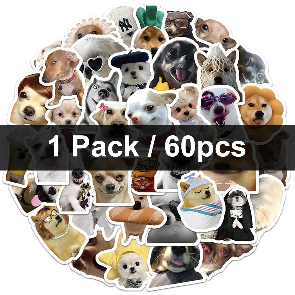 30/60/180 Pegatinas de perros divertidos: adhesivos adorables estilo dibujos animados para juguetes, papelería, guitarra, teléfono, bicicleta, portátil, equipaje, coche y estilo grafiti; ideales para niños.