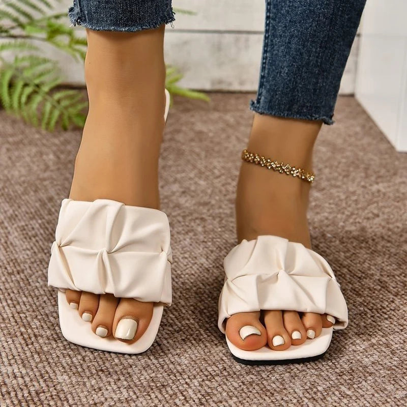 Sandalias planas de moda para mujer con punta cuadrada, estilo coreano, ideales para el verano.