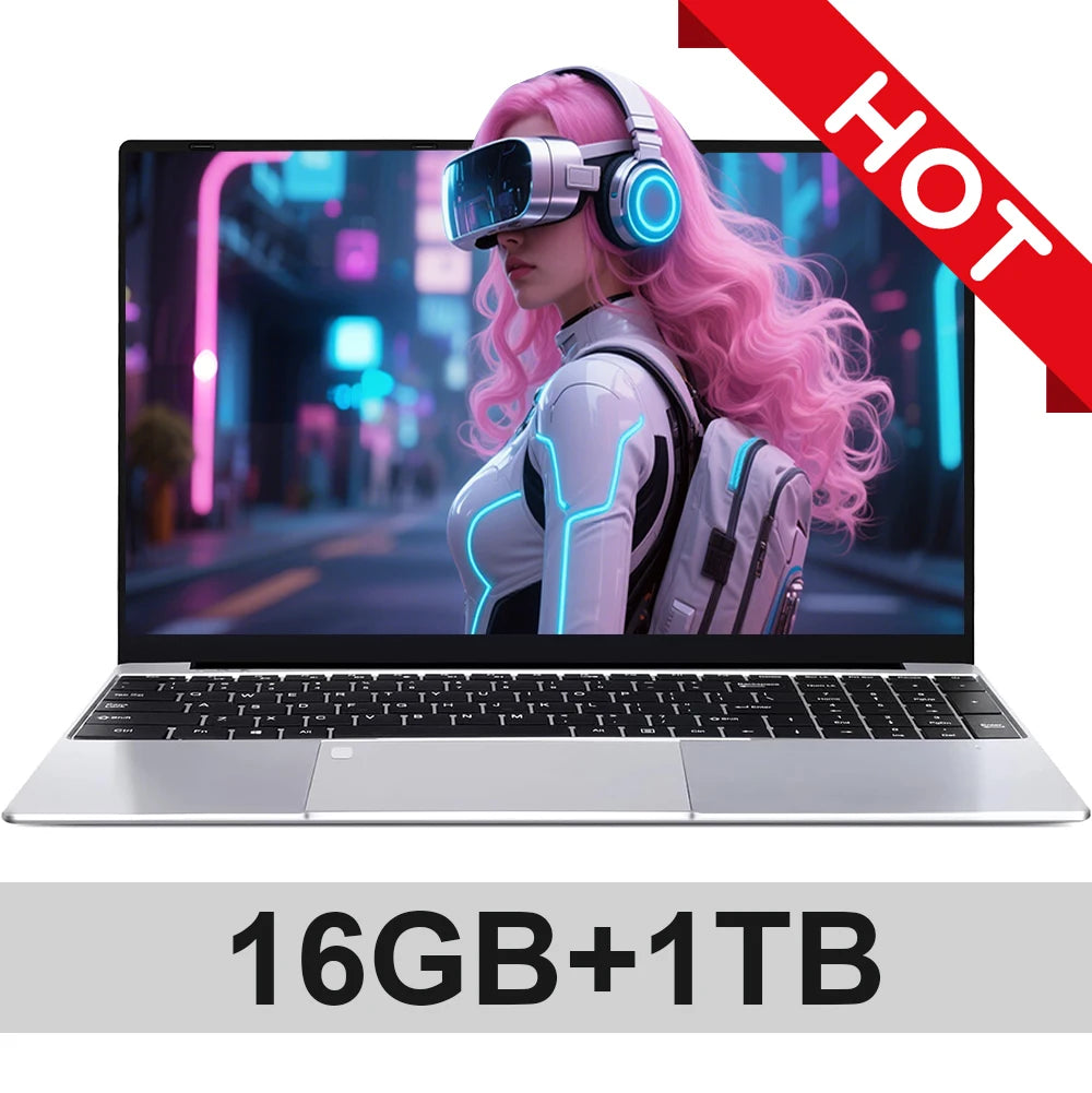 Portátil Xiaman de 15,6 pulgadas con procesador Intel Core i3, desbloqueo por huella dactilar, Windows 11 Pro, 16 GB de RAM, SSD de 512 GB o 1 TB y pantalla Full HD (1080p).