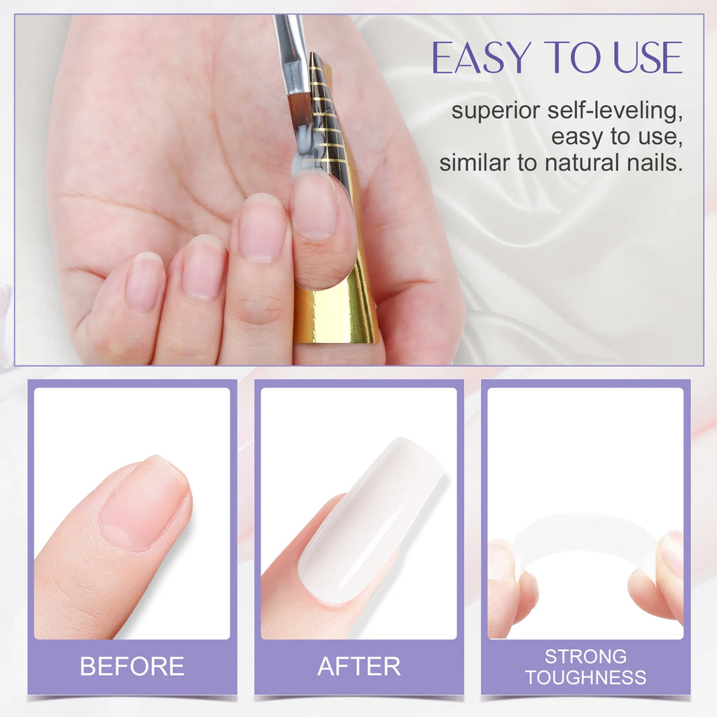Saviland - Gel constructor de uñas de 100 g (tonos blanco, nude y rosa) para extensión de uñas; gel multifuncional para arte de uñas, tipo Soak-Off (remoción con remojo), curado UV, apto para salón y uso doméstico.