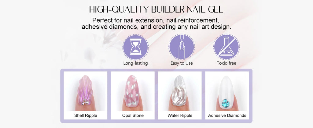 Saviland - Gel constructor de uñas de 100 g (tonos blanco, nude y rosa) para extensión de uñas; gel multifuncional para arte de uñas, tipo Soak-Off (remoción con remojo), curado UV, apto para salón y uso doméstico.
