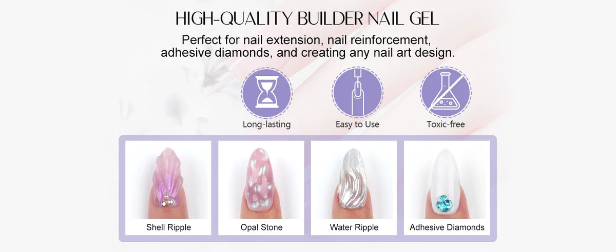 Saviland - Gel constructor de uñas de 100 g (tonos blanco, nude y rosa) para extensión de uñas; gel multifuncional para arte de uñas, tipo Soak-Off (remoción con remojo), curado UV, apto para salón y uso doméstico.