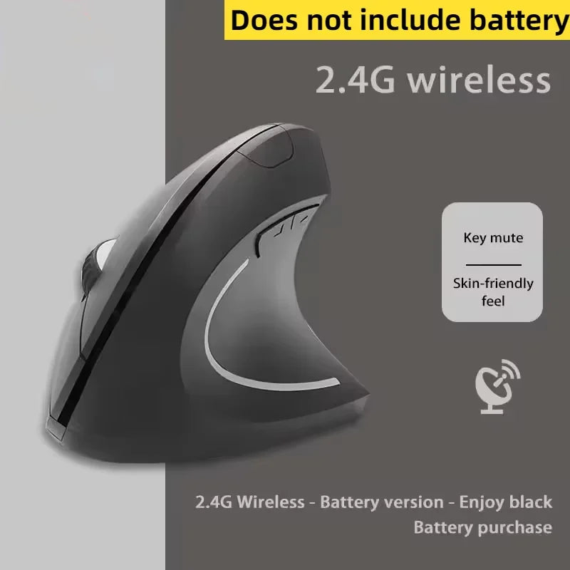 Nuevo ratón vertical inalámbrico recargable (Bluetooth y 2,4 GHz) con diseño ergonómico, agarre lateral personalizado y botones silenciosos; apto para gaming y PC