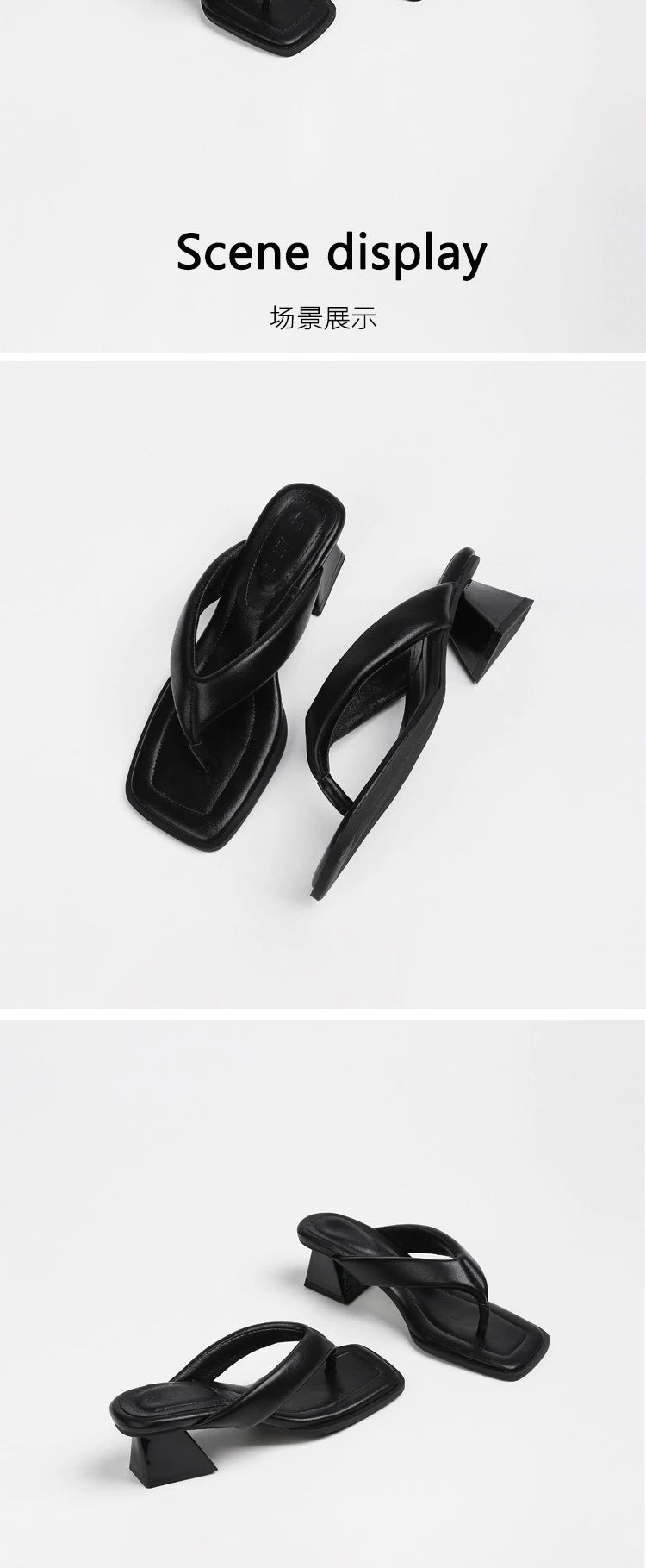 Sandalias de mujer para verano con punta cuadrada, estilo único y práctico para uso casual (estilo "niche" para quienes buscan comodidad), tipo chancla con tacón.