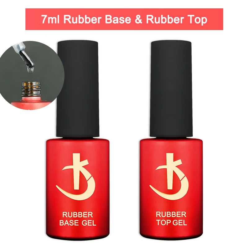 Lote KODI JYJ: Base y Top Coat para esmalte en gel, primer sin ácido, barniz híbrido semipermanente, top coat mate y base de goma (rubber base) espesa.