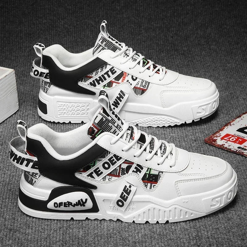 Zapatillas de skate para hombre: estilo casual, deportivo y de moda; ideales para correr, senderismo y uso diario. Diseño de lujo con plataforma, fabricadas en cuero.