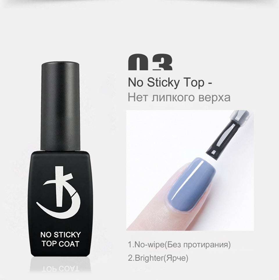 Lote KODI JYJ: Base y Top Coat para esmalte en gel, primer sin ácido, barniz híbrido semipermanente, top coat mate y base de goma (rubber base) espesa.