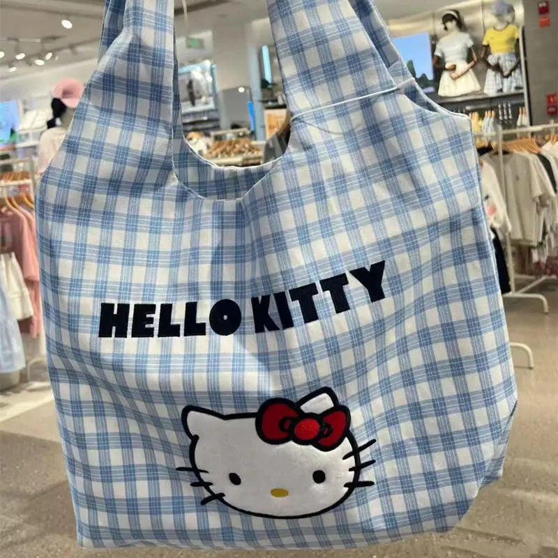 Bolso tote de lona Hello Kitty: ligero, casual, para llevar al hombro o en la mano; gran capacidad, ideal para viajes de verano, compras o uso diario; regalo .