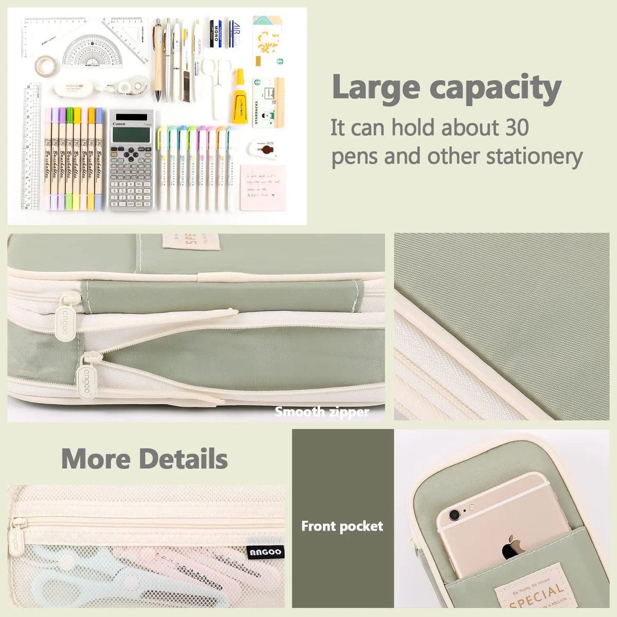 Estuches Kawaii de gran capacidad para lápices: estuche organizador tipo bolsa o caja para niñas, estudiantes y oficina; material de papelería escolar.