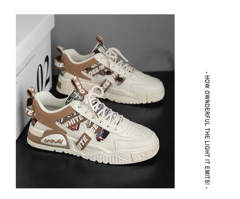 Zapatillas de skate para hombre: estilo casual, deportivo y de moda; ideales para correr, senderismo y uso diario. Diseño de lujo con plataforma, fabricadas en cuero.