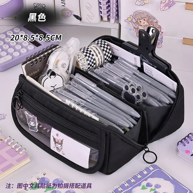 Estuche de gran capacidad con cremallera: estuche portátil para material de papelería, ideal para estudiantes y para guardar artículos escolares y de oficina.