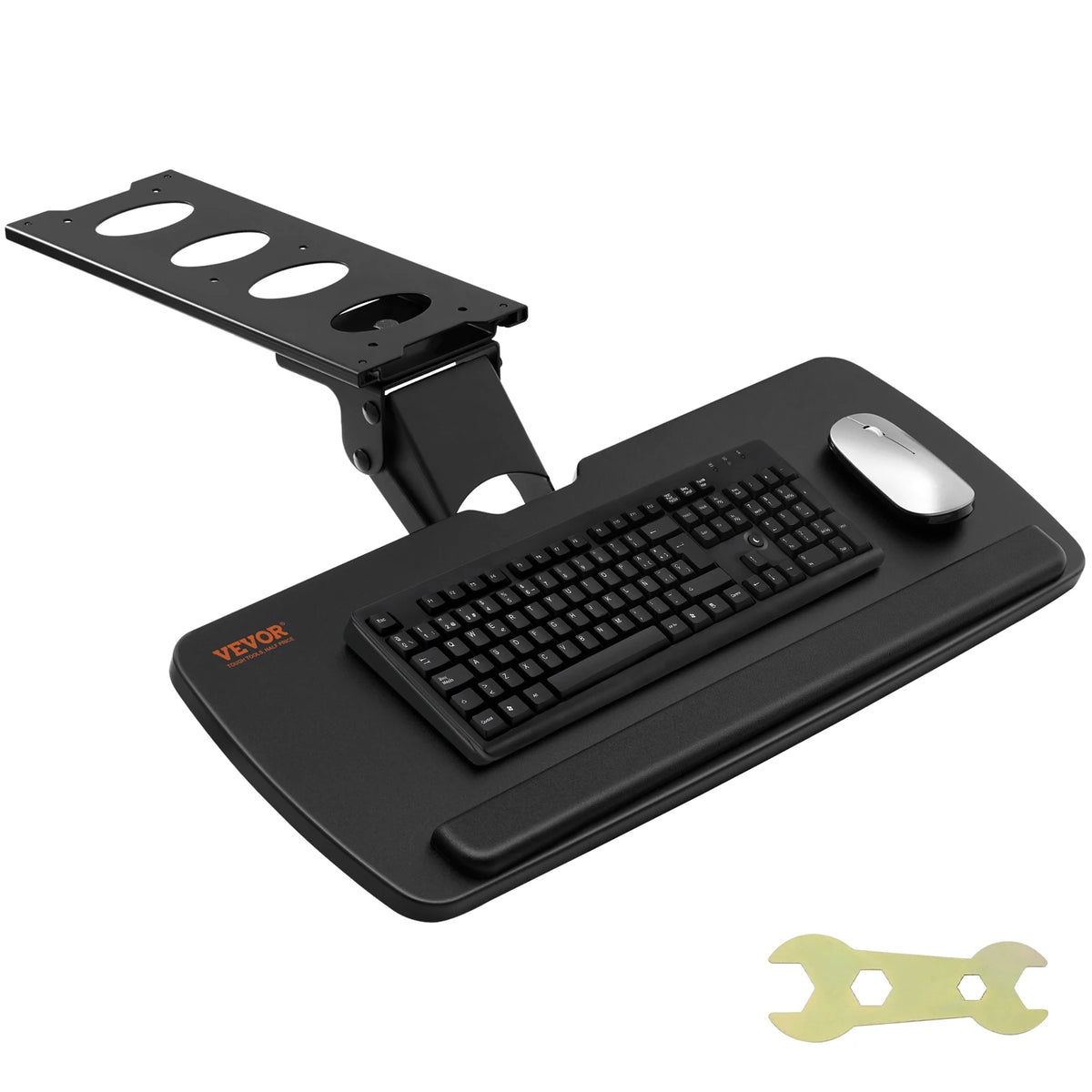 Bandeja para teclado SucceBuy para debajo del escritorio: altura y ángulo ajustables, diseño deslizante y soporte para escribir (uso en casa y oficina)