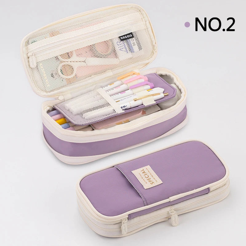 Estuche creativo de gran capacidad y doble capa para niñas; material seguro con certificación CPC; estuche escolar para artículos de papelería.