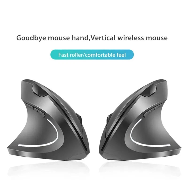 Nuevo ratón vertical inalámbrico recargable (Bluetooth y 2,4 GHz) con diseño ergonómico, agarre lateral personalizado y botones silenciosos; apto para gaming y PC