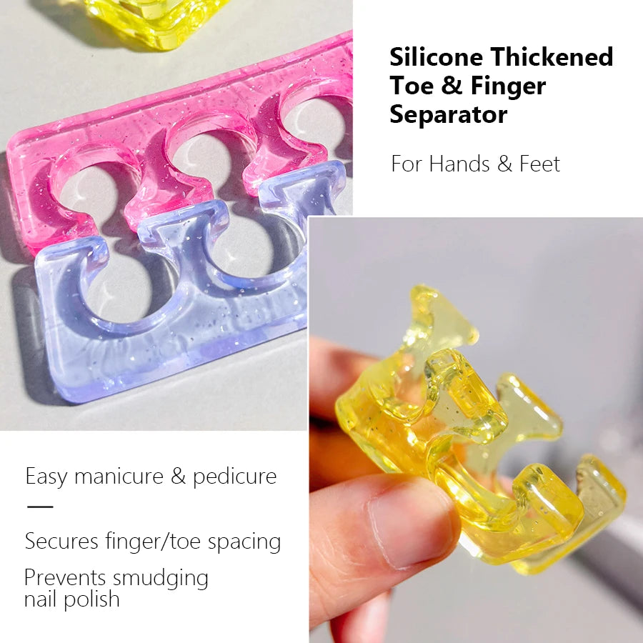 2 separadores de silicona reutilizables para uñas, cómodos espaciadores para dedos de manos y pies, ideales para manicura y pedicura.