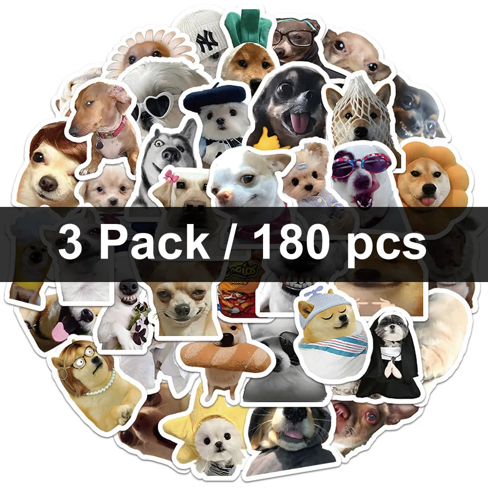 30/60/180 Pegatinas de perros divertidos: adhesivos adorables estilo dibujos animados para juguetes, papelería, guitarra, teléfono, bicicleta, portátil, equipaje, coche y estilo grafiti; ideales para niños.