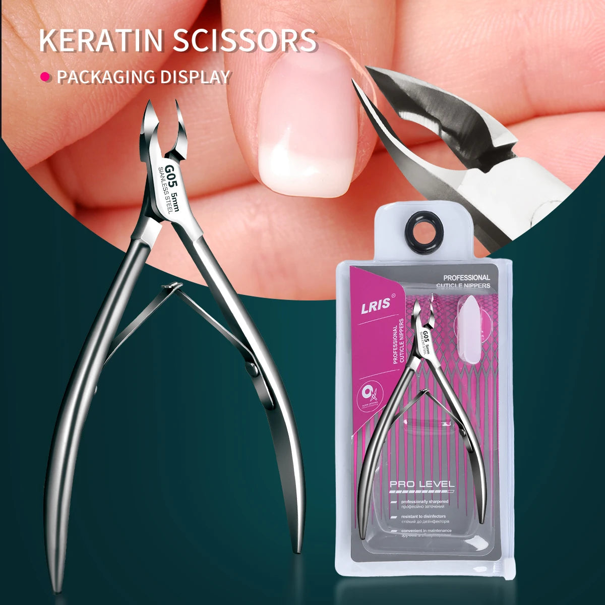 Set profesional de cortacutículas: tijeras ultraafiladas para piel muerta (manicura y pedicura para hombres y mujeres), herramienta ergonómica de fácil uso.