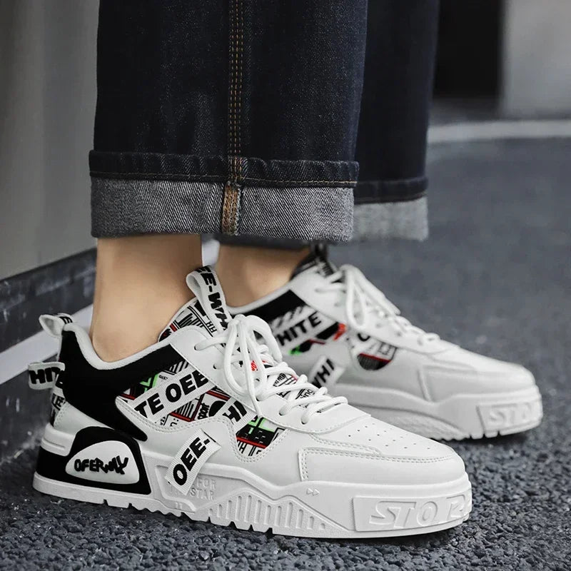 Zapatillas de skate para hombre: estilo casual, deportivo y de moda; ideales para correr, senderismo y uso diario. Diseño de lujo con plataforma, fabricadas en cuero.