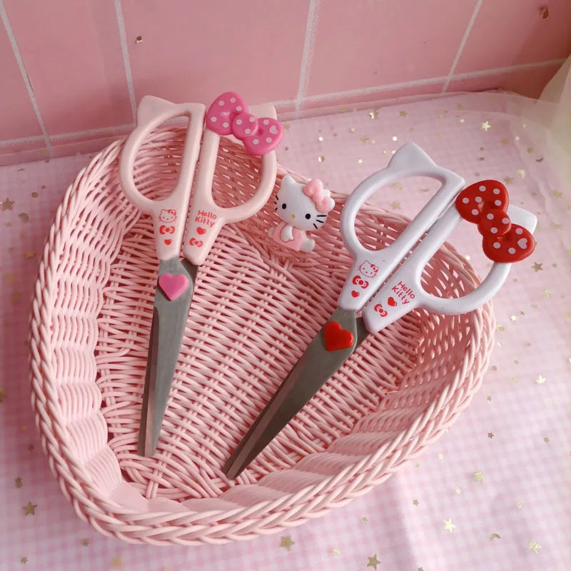 Tijeras de papel con diseño de Hello Kitty, acero inoxidable, para oficina y papelería, uso doméstico, portátiles y seguras (SL)
