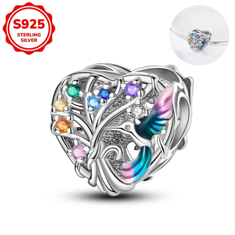 Colgante de plata de ley 925 con forma de estuche de maquillaje y circonitas; compatible con pulseras y collares DIY; regalo para ella.