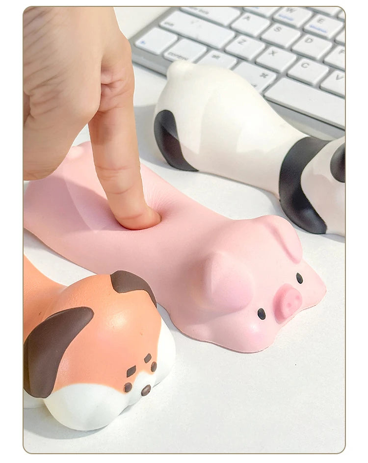 Nuevo y adorable soporte de muñeca con forma de animal para alfombrilla de ratón; reposamuñecas y soporte para el brazo para escritorio y portátil (diseños de gato, perro, pato y panda).