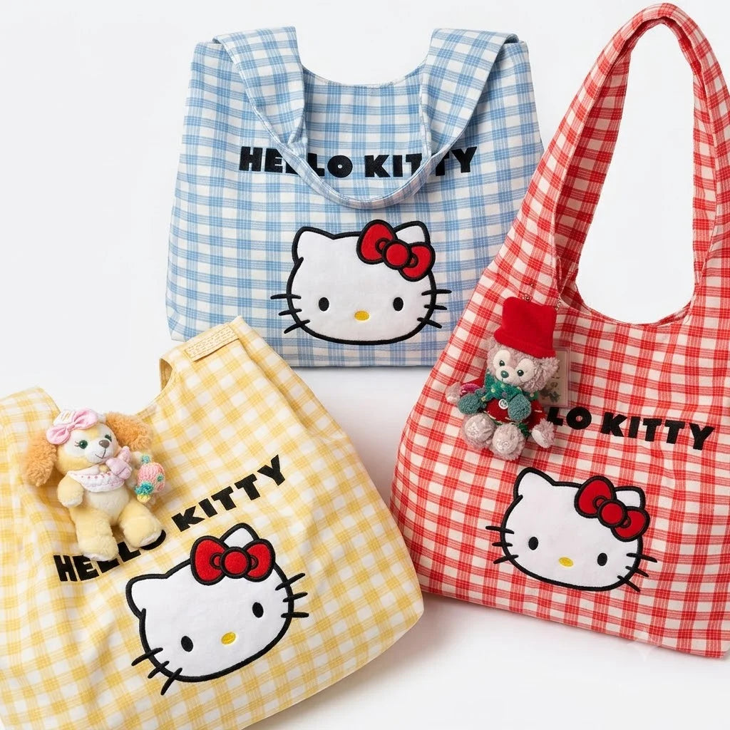 Bolso tote de lona Hello Kitty: ligero, casual, para llevar al hombro o en la mano; gran capacidad, ideal para viajes de verano, compras o uso diario; regalo .