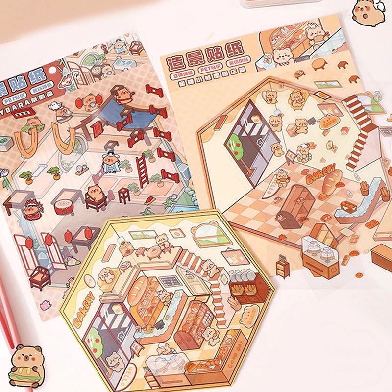 Nuevo set de papelería Kawaii de carpincho: incluye un bolso adorable con diseño de dibujos animados y artículos de papelería; ideal para oficina, estudiantes o como regalo de cumpleaños.