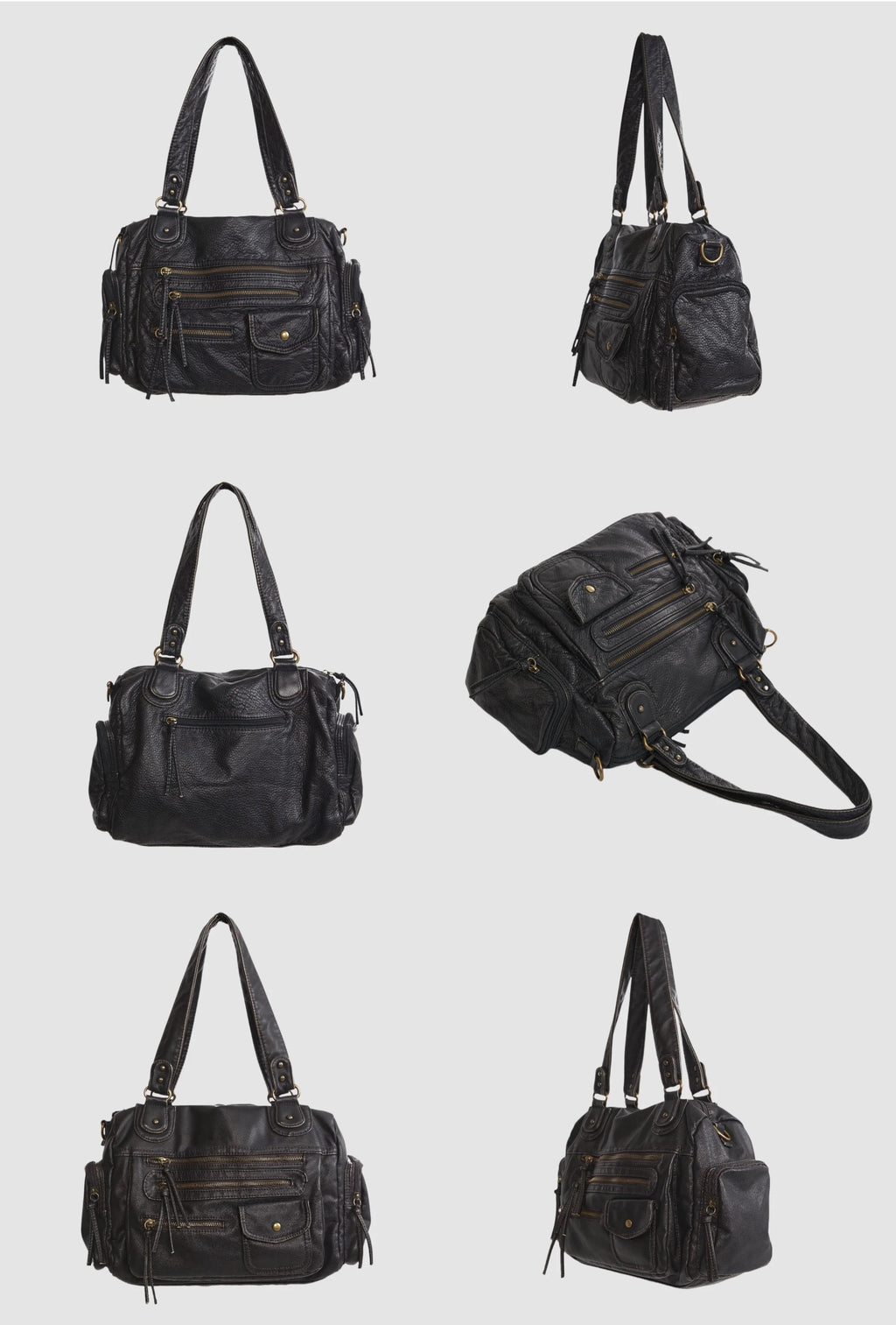 Bolso de hombro, tendencia retro Y2K, de gran capacidad y acabado lavado con efecto desgastado.