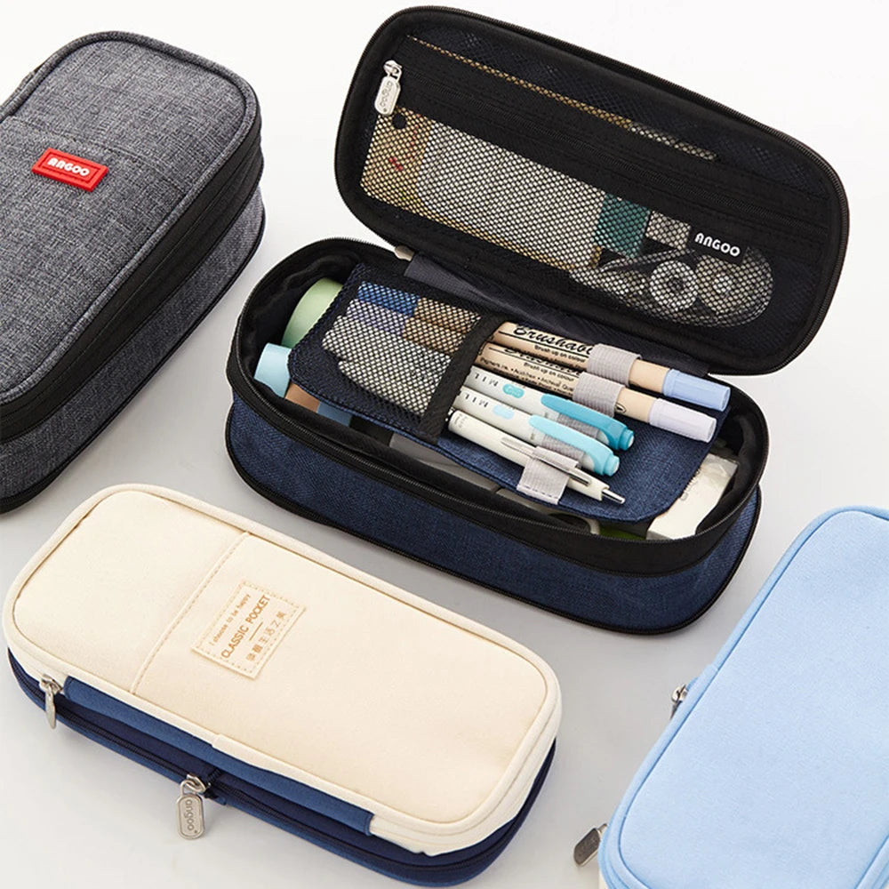 Estuche creativo de gran capacidad y doble capa para niñas; material seguro con certificación CPC; estuche escolar para artículos de papelería.