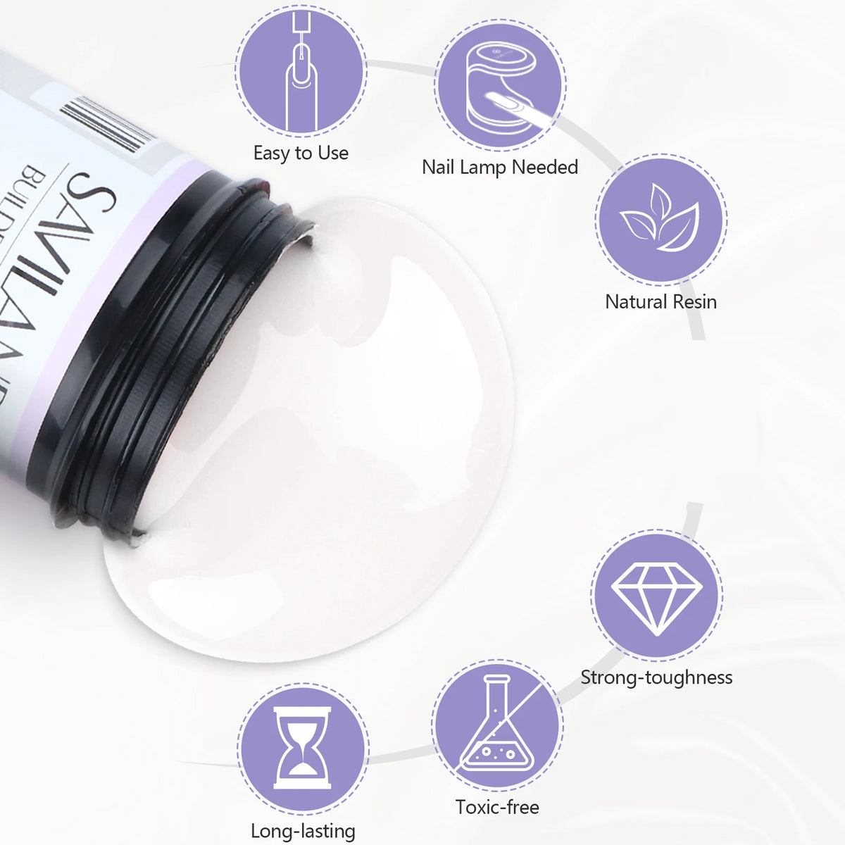 Saviland - Gel constructor de uñas de 100 g (tonos blanco, nude y rosa) para extensión de uñas; gel multifuncional para arte de uñas, tipo Soak-Off (remoción con remojo), curado UV, apto para salón y uso doméstico.