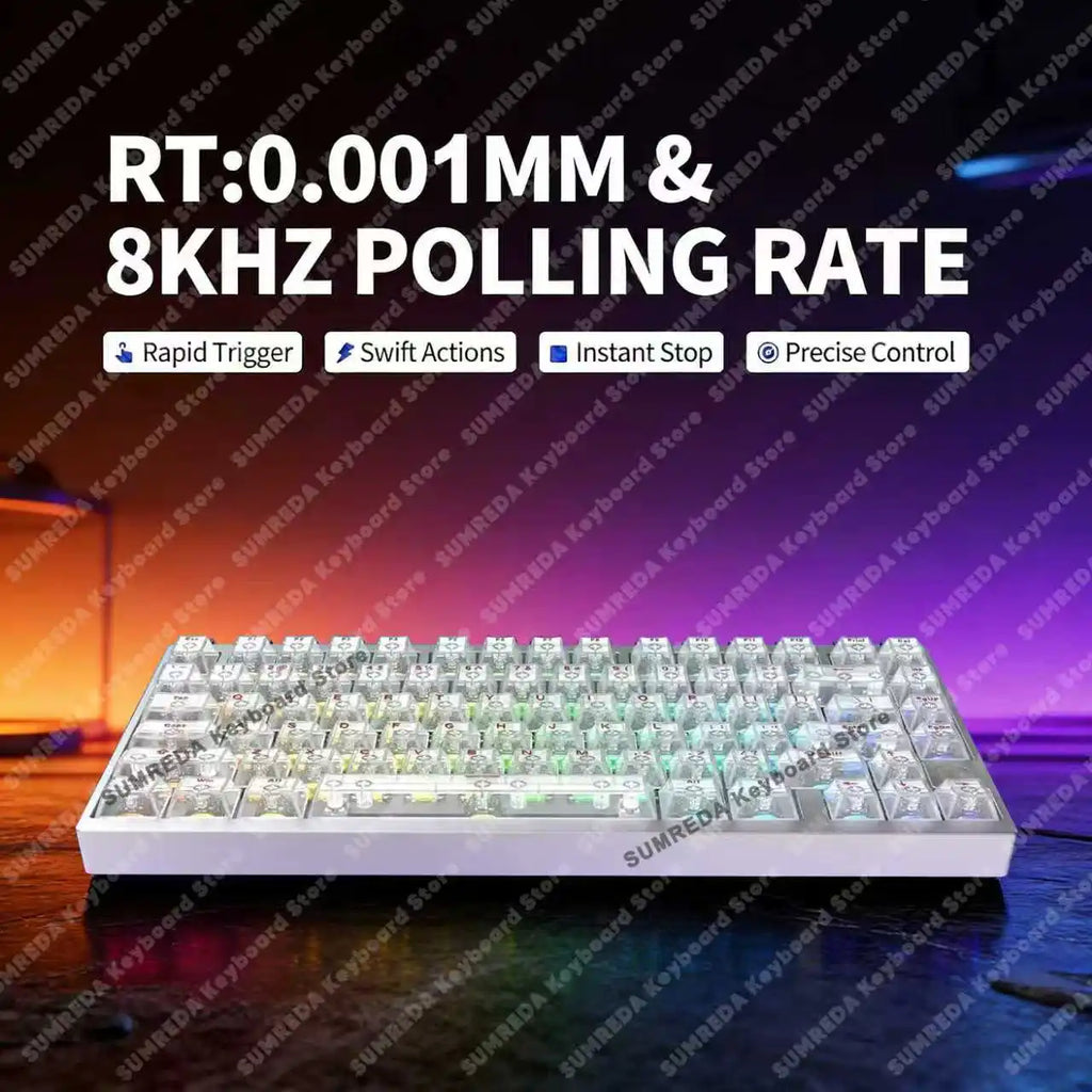 Teclado mecánico para juegos IROK MG75 PRO / MG75 Max con interruptores magnéticos, tiempo de respuesta de 0,125 ms, tasa de sondeo de 8K, precisión de 0,001 mm (RT), estructura de aluminio, iluminación RGB, función Hot-Swap y conexión por cable.