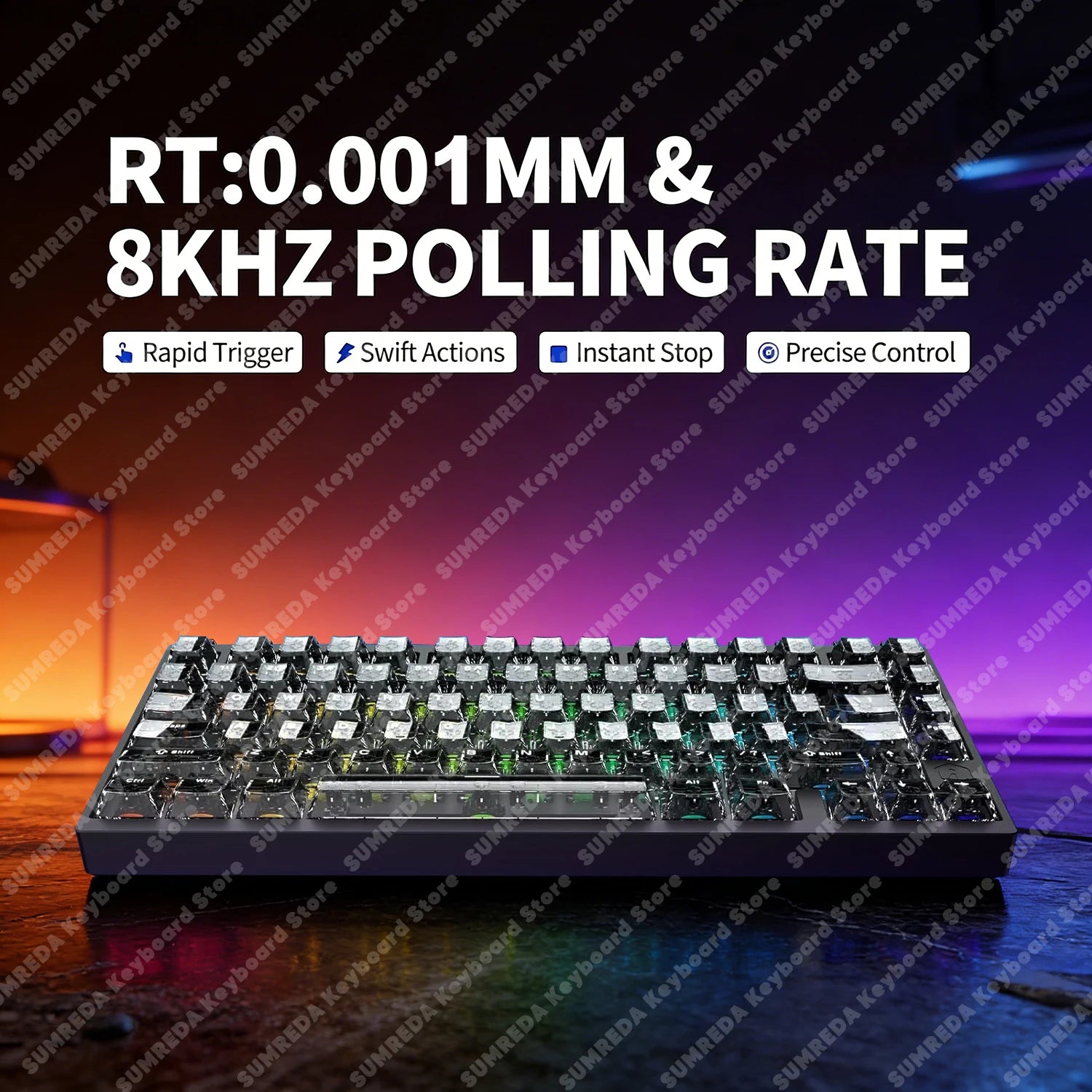 Teclado mecánico para juegos IROK MG75 PRO / MG75 Max con interruptores magnéticos, tiempo de respuesta de 0,125 ms, tasa de sondeo de 8K, precisión de 0,001 mm (RT), estructura de aluminio, iluminación RGB, función Hot-Swap y conexión por cable.